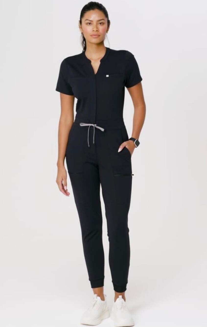 Fabletics PonteFlex Empower Scrub Jumpsuit Black Size S